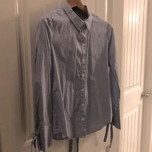 Sanctuary Blue and white striped button down shirt